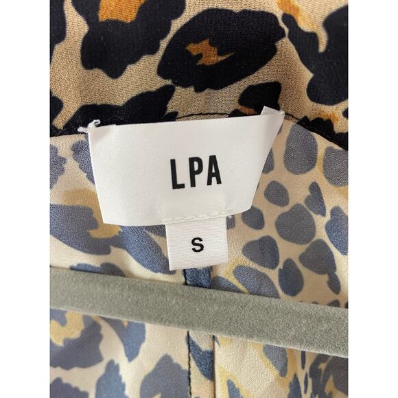 LPA Gerry Top Blouson Sleeves Lillia Leo Leopard Animal Print Party Sexy Sheer S - Picture 9 of 12